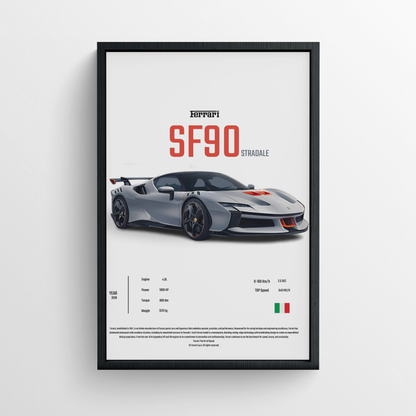 Ferrari SF90 Stradale - Framed Poster - White Version