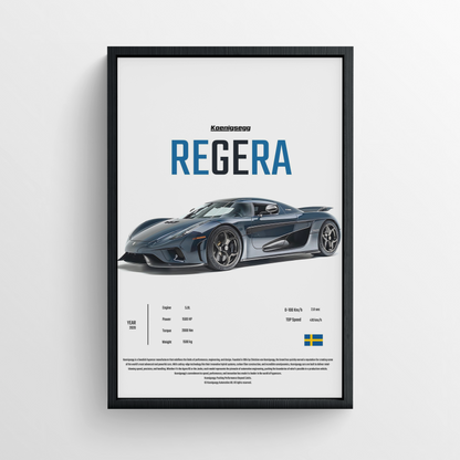 Koenigsegg Regera - Framed Poster - White Version