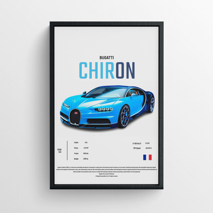 Bugatti Chiron - Framed Poster - White Version