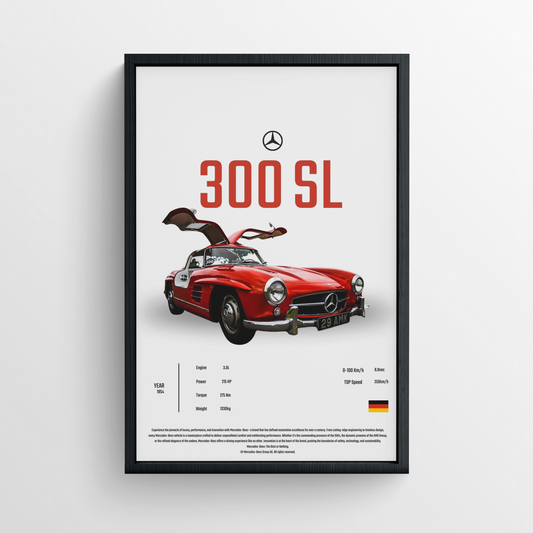 Mercedes-Benz 300 SL - Framed Poster - White Version