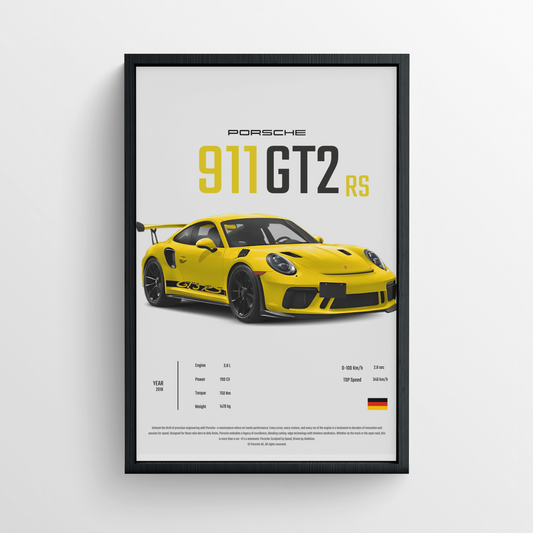 Porsche 911 GT2 RS - Framed Poster - White Version