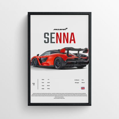 McLaren Senna - Framed Poster - White Version